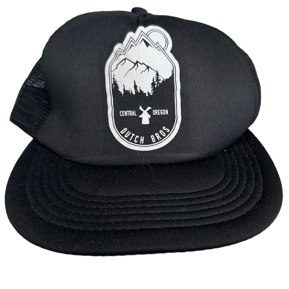 Dutch Bros Central Oregon Black Mesh Trucker Hat Mountains Three Sisters